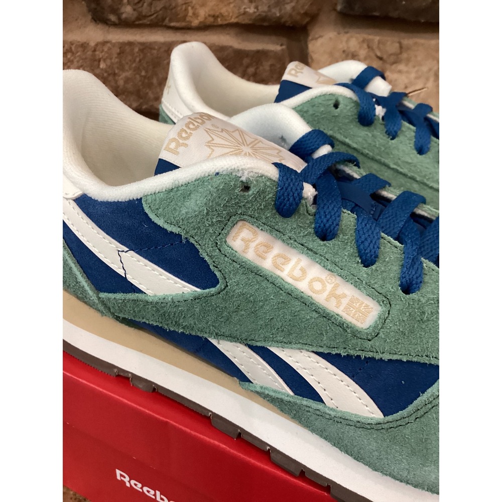 Reebok Classic Leather Unisex Blue Green Chalk Running Shoes 100245034 M10 W11.5 - Picture 6 of 8